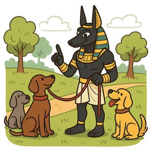 公園で犬のトレーナーをしているアヌビスのステッカー3枚セット。屋外用UV耐性ビニールステッカー。オラフォルの高品質フィルム製。車用ステッカー。
