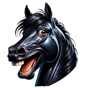 Laughing horse face wall sticker, funny horse mural, decorative horse poster, horse art, wall decoration, humorous animal motif