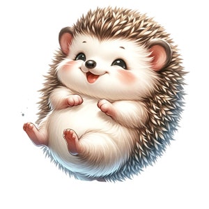 2X Adesivo Riccio Felice Adesivo Animale Acquerello Simpatico Cartone Animato Stampa Digitale