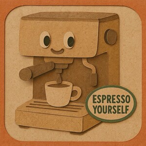 Autocollants Espresso Yourself | Autocollant de café amusant avec machine à café | Conception de barista nerd | Cadeau pour les amateurs de café