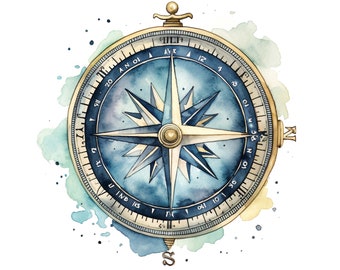 Compass sticker watercolor sticker wind rose maritime motif wall sticker car sticker adventure decoration gift idea for travel fans and explorers
