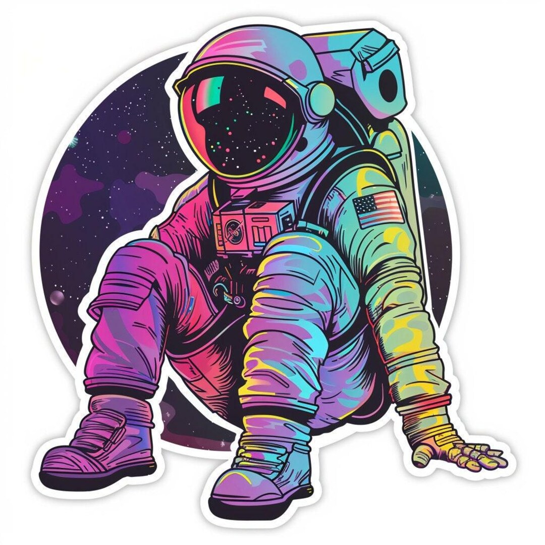 Astronaut Vaporwave Sticker Customizable Outdoor Vinyl Sticker - Etsy