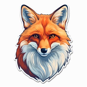 Fuchs Sticker – Stylisierter roter Fuchs als moderner Comic Aufkleber für Waldtier Fans Natur Deko und tierische Illustration