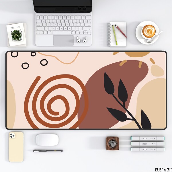 Abstract Boho Desk Mat Aesthetic, Trendy Minimalist Mouse Pad, Abstract Home Decor Deskmat, Gaming Mousepad, Cute Workspace Accessories