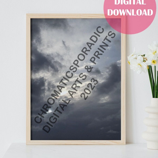 Cloudy Sky Overcast Photography Printable Wall Art | Minimalist Scenic Nature Wall Art | Serene Clouds Photo Print, Relaxing Sky Poster