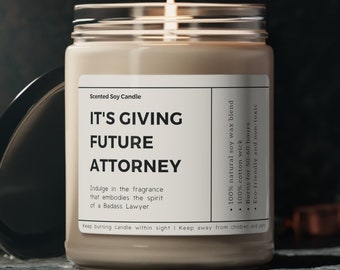 Lawyer Gift for women, It's Giving Future Attorney, Gift for Lawyer, Bar exam gift, Future Lawyer Candle Gift, Valentine gift, Lawyer Gifts