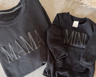 Personalisierte Puff Vinyl Mama und ich Outfit, Benutzerdefinierte Strampler, Rundhalsausschnitt
