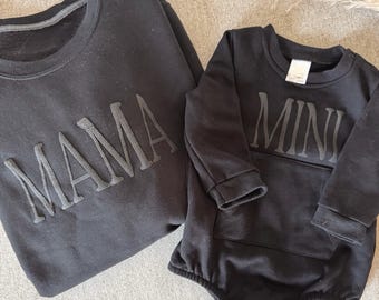 Personalisierte Puff Vinyl Passende Set, Benutzerdefinierte Rundhalsausschnitt, Baby Strampler