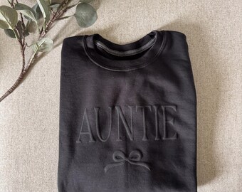 Sudadera personalizada para tía, vinilo abullonado, cuello redondo con nombre personalizado