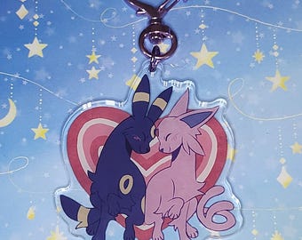 Umbreon and Espeon Love Keychain