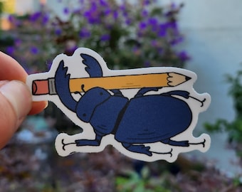 Beetle with Pencil Sticker