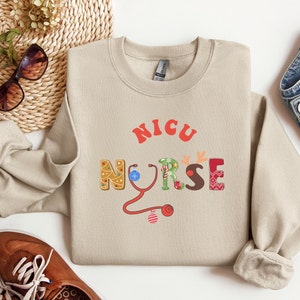 Kerst NICU verpleegster Crewneck, gezellig sweatshirt voor verpleegkundigen, vakantiecadeau, warme wintertrui