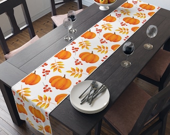 Pumpkin Patch Table Runner, Fall Harvest Decor, Thanksgiving Tablecloth, Autumn Kitchen Decor, Seasonal Dining Room Decor