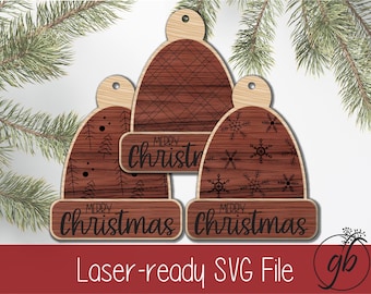 Christmas Hat Ornament SVG Bundle - Laser Cut File