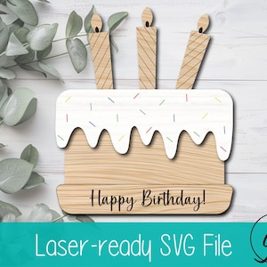 Portatarjetas de regalo con forma de tarta de cumpleaños SVG - Portatarjetas de regalo SVG - Cumpleaños SVG