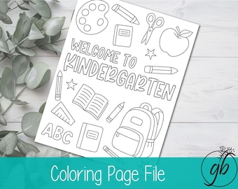 Back to School - Welcome to Kindergarten Coloring Page
