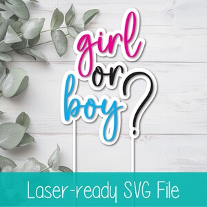 Gender Reveal Cake Topper Digitale Datei - Laser-Cut-Design