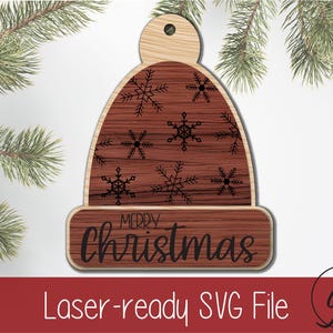 Christmas Hat Snowflakes SVG: Laser Cut Ornament File