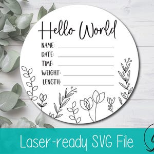 Baby Ankündigung Zeichen SVG - Baby Hallo Welt Zeichen SVG - Baby Namensschild SVG