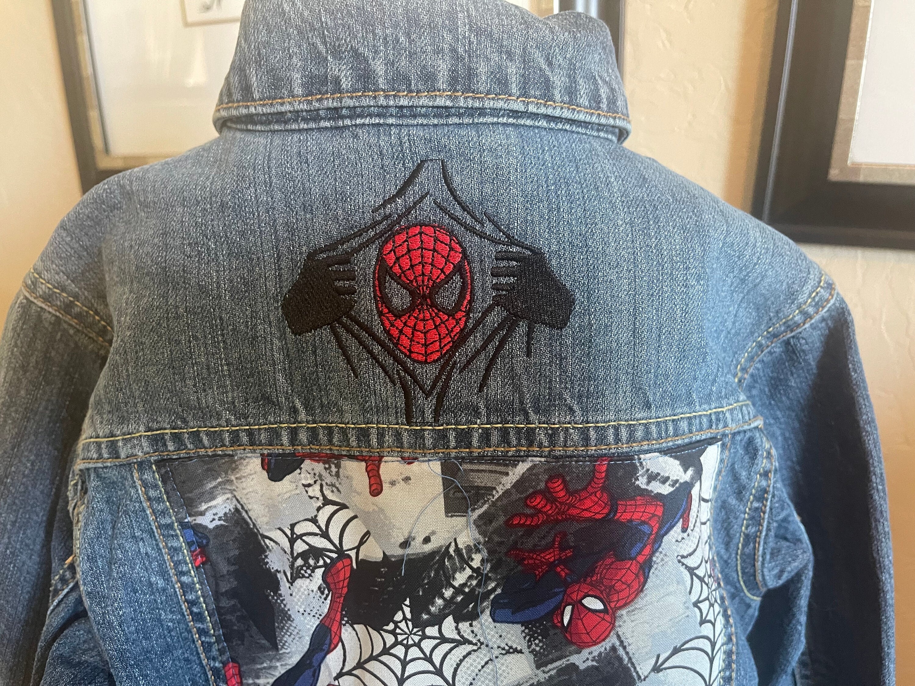 Marvel spider man hooded denim jacket sale