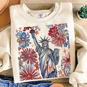 Retro 4. Juli Freiheitsstatue, Amerika USA Png, Amerika 4. Juli Png Design, 4. Juli digital, USA Flagge, American Girl Shirt Design