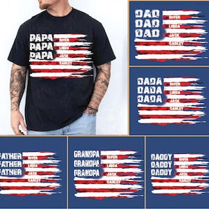 Personalized Papa Bundle PNG, Dada Grandpa Png, Papa with Grandchild names, Fathers Day Png Design, Custom Father's Day Png Shirt