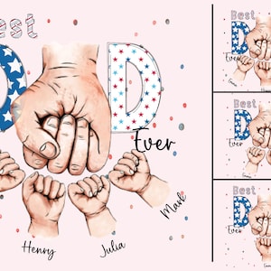 Personalized Best Dad Ever Png, Fist Bump Set Png, America Flag Design, Happy Father&#39;s Day Png, Dad Hand Fist Bump Png, American Dad Png