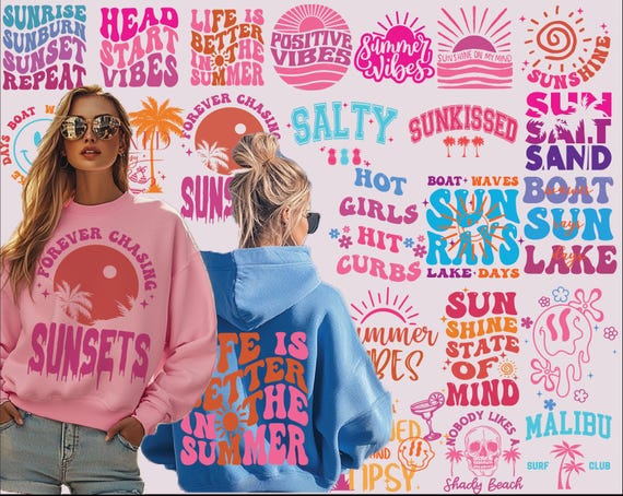 Retro Summer SVG PNG Bundle, Trendy Summer svg, Front and Back Svg, Summer Beach Vibes Svg, Ocean svg, Vacation Svg, Summer Season svg