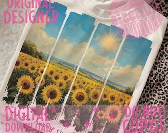 Find Me Among the Sunflowers PNG, Boho Floral Png, Retro Summer Png, Spring Floral Png, Girly, Preppy, Brushstroke Png, Trendy Wildflowers