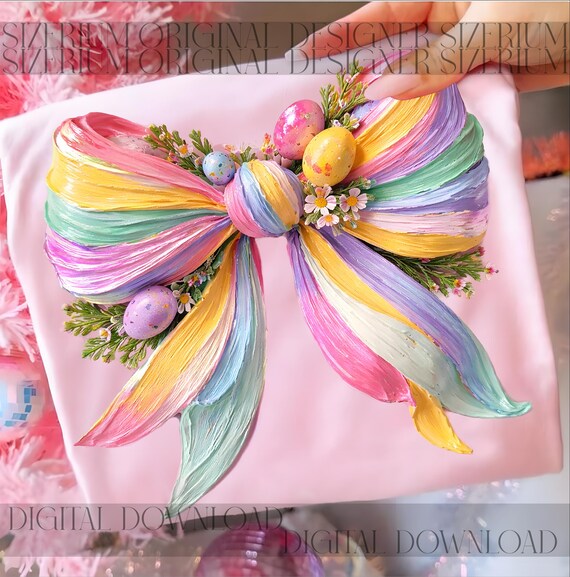Easter Day Bow Brushstroke PNG, Happy Easter Png, Bunny Bow Png, Retro Easter Png, Easter Bunny Png,Easter Shirt Design,