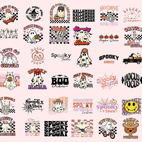 58 Retro Halloween SVG Bundle, Halloween Clipart, Ghost Svg, Halloween shirt Svg, Hippie Svg, Retro Svg, Svg Bundle, Sublimation Designs