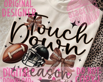 Touchdown Season Coquette Png, Coquette Football png, Football Mom png, Football and Bows png, Football Mama png, Coquette bows png,