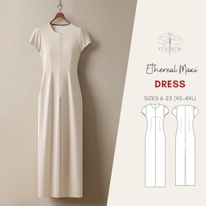 Women&#39;s Maxi Dress Sewing Pattern | PDF Download | Ethereal Style | Sizes 6-22 Layered Pattern | Instant Download