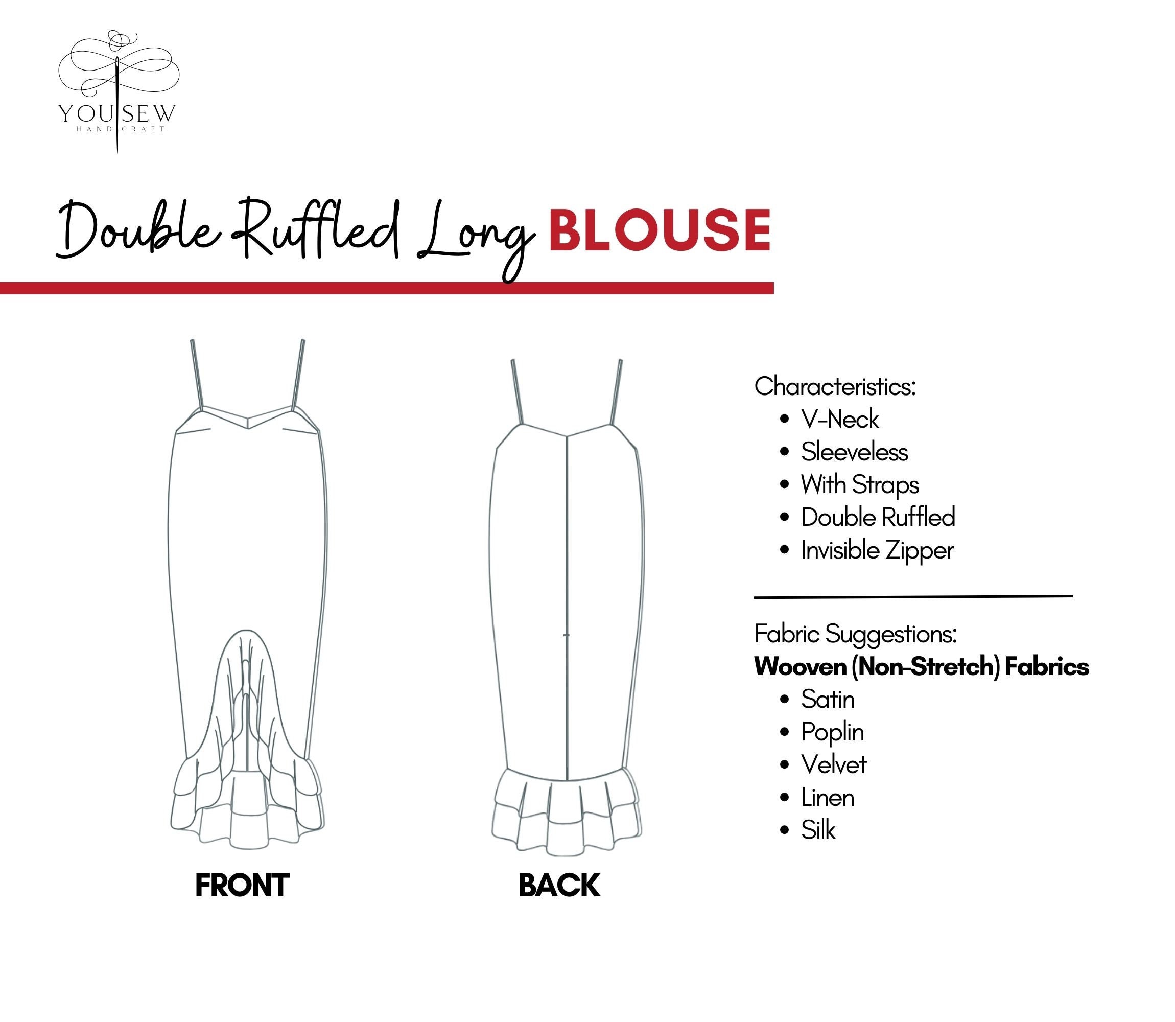 Ruffle Long Blouse PDF Sewing Pattern Sizes XS-4XL Layered Pattern ...