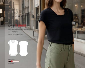 Cozy T-Shirt Pdf Sewing PatternSizes XS-4XL Layered Pattern Instant Download