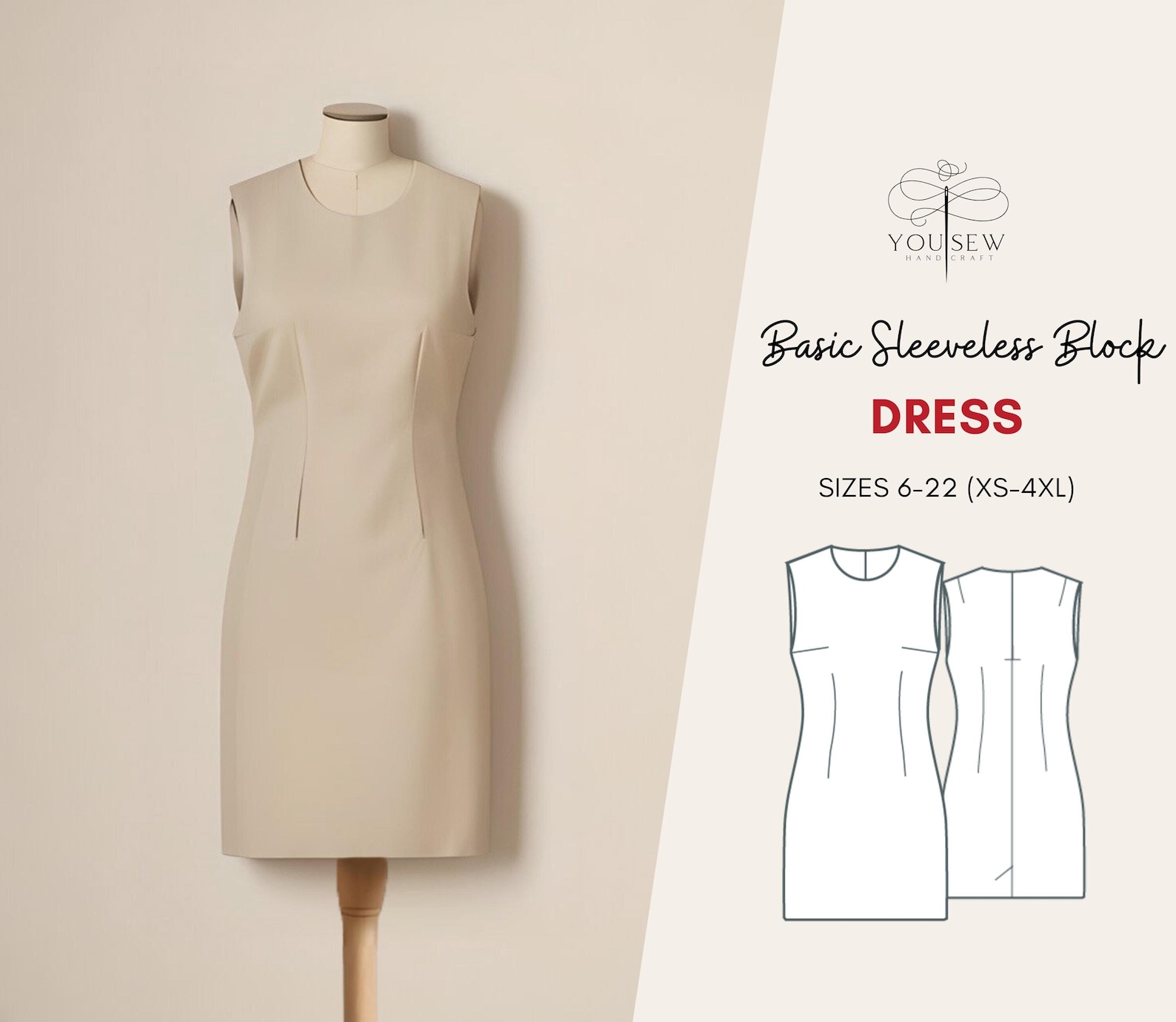 Top Sloper Pattern Sloper Dress PDF Sewing Pattern: Sizes XS-4XL Layered Pattern Instant ...