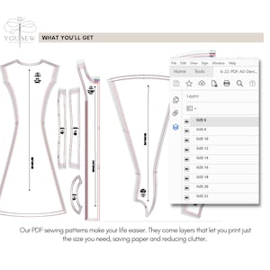 Vintage Button Down Dress PDF Sewing Pattern Sizes XS-4XL Layered ...