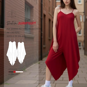 Stretch Jumpsuit PDF Sewing Pattern Sizes XS-4XL Layered Pattern Instant Download