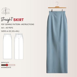 Straight Skirt PDF Sewing Pattern | Ankle Length Skirt | Sizes 6-22 | Layered Pattern | Instant Download | A4-A0-Us Letter