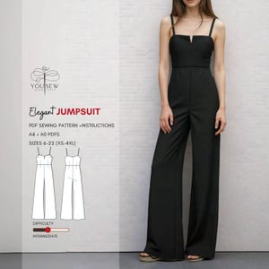 Elegant Jumpsuit PDF Sewing Pattern Sizes XS-4XL Layered Pattern Instant Download