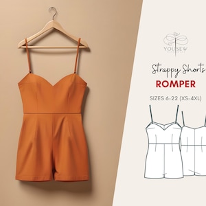 Strappy Shorts Romper PDF Sewing Pattern-Sizes 6-22 Layered Pattern