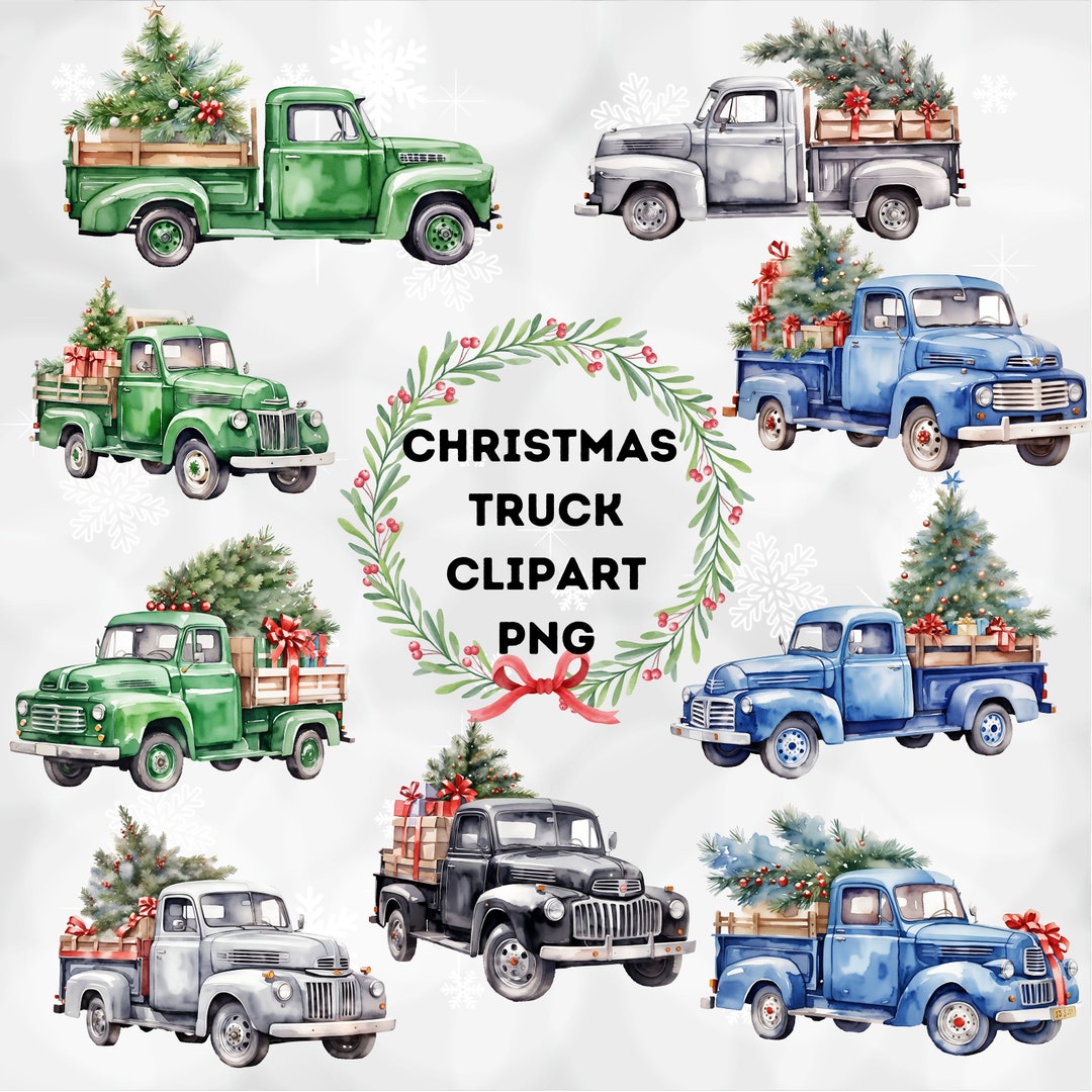 Watercolor Christmas Truck Clipart Christmas Truck Clipart Png Green
