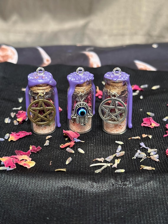 Calming Spell Jar Necklace | Peace Amulet | Witch Necklace | Amethyst Crystal Pendant