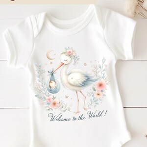 Cute New Baby Stork PNG, Newborn Baby Shower Sublimation Digital Download, Baby Stork Delivery png, Baby Announcement Newborn Gift Stork png