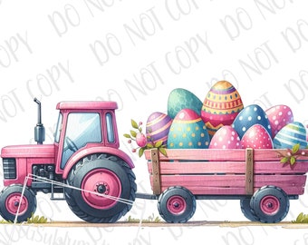 Easter Pink Tractor PNG, Farm Tractor Sublimation, Digital Download, Easter PNG, Farm Sublimation png Toddlers Easter Cute Easter Bunny Gift
