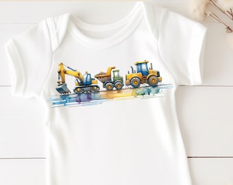 Construction Trucks Trio Sublimation PNG, Construction Trucks Sublimation Digital Download, Excavator, Dump Truck, Bulldozer, Trucks PNG