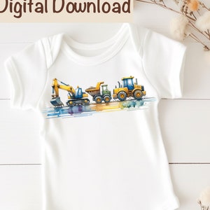 Construction Trucks Trio Sublimation PNG, Construction Trucks Sublimation Digital Download, Excavator, Dump Truck, Bulldozer, Trucks PNG