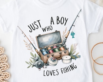 Fishing PNG, Just a Boy Who Loves Fishing PNG, Little Fisherman Sublimation, Fishing Rod png, Fishing Baby Retro png Western Fishing Boy PNG