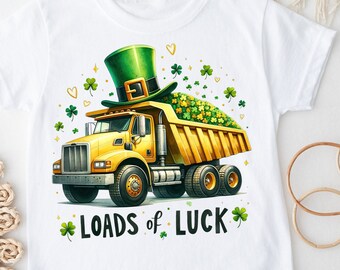 St. Patrick's Day Dump Truck PNG, Loads Of Luck PNG Sublimation, Digital Download, Cute Irish Boys Gift, Lucky Construction Truck Digger PNG