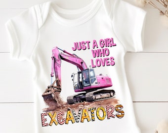 Bagger PNG Nur ein Mädchen, das Bagger Sublimation Kommerzielle Nutzung liebt, Baumaschinen PNG Bagger Druck Lastwagen Kleinkind Bagger